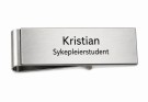 Navnskilt med klemmefeste - Sølv/svart thumbnail