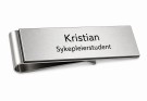 Navnskilt med klemmefeste - Sølv/svart thumbnail