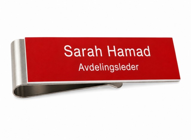 Navnskilt med ditt navn og tittel